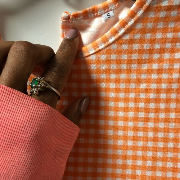 Seersucker orange mini dress - Picture 4 of 7